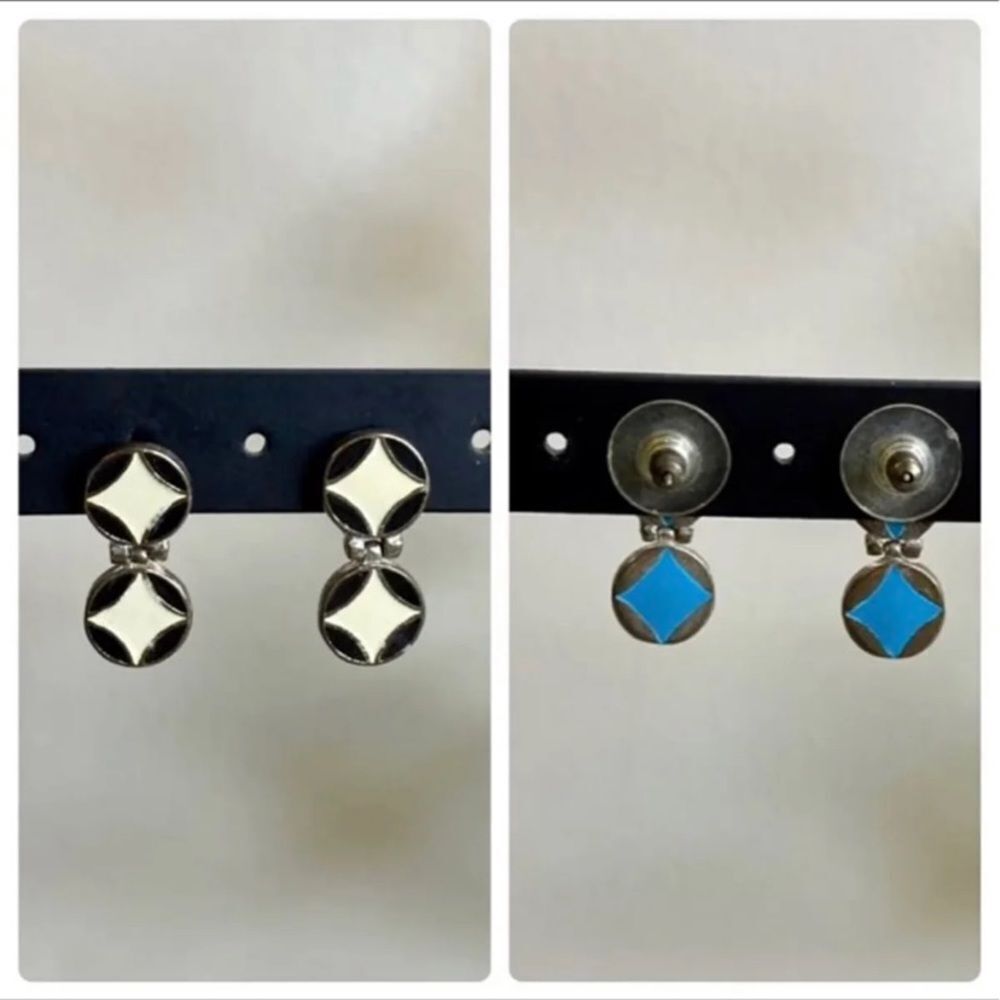 Retro Double Sided Diamonds Earrings‎
